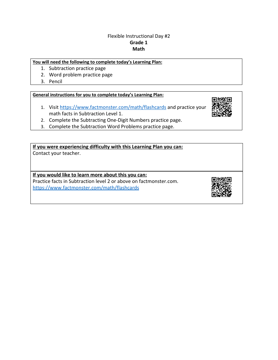 Grade 1 Math Worksheet - Subtraction Download Printable PDF ...