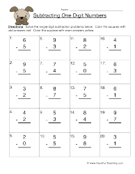 Grade 1 Math Worksheet - Subtraction, Page 2