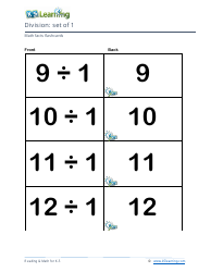 Math Facts Flashcards - Division - Set of 1-3, Page 3