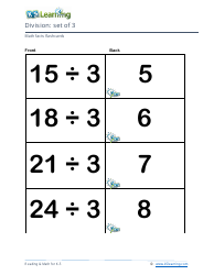 Math Facts Flashcards - Division - Set of 1-3, Page 8