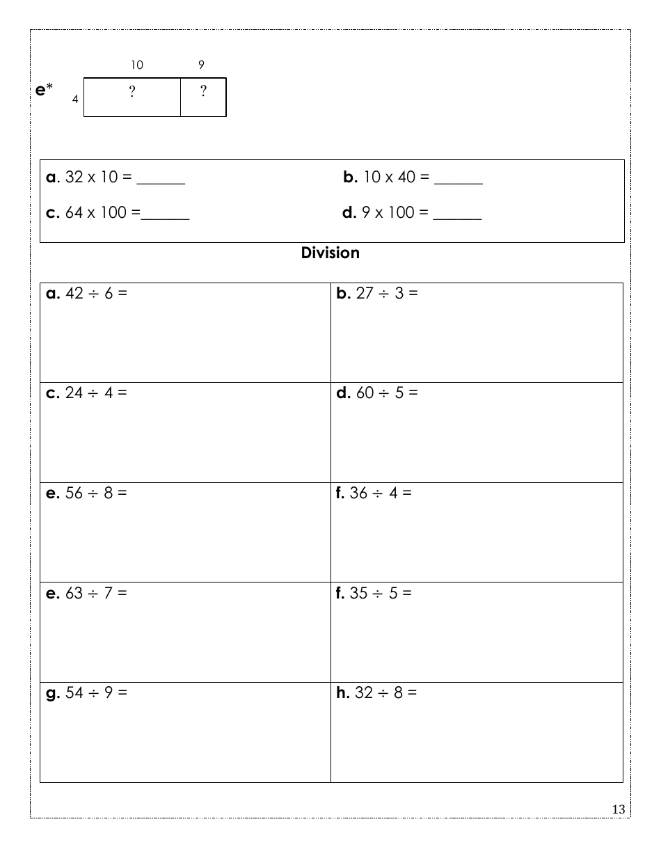 Rising Fourth Grade Math Summer Packet, Page 13