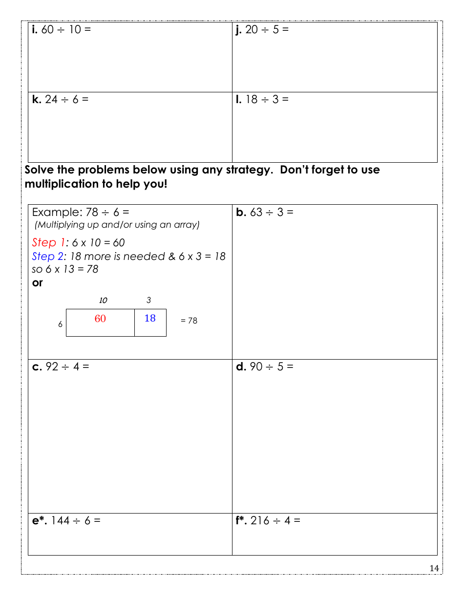 Rising Fourth Grade Math Summer Packet, Page 14