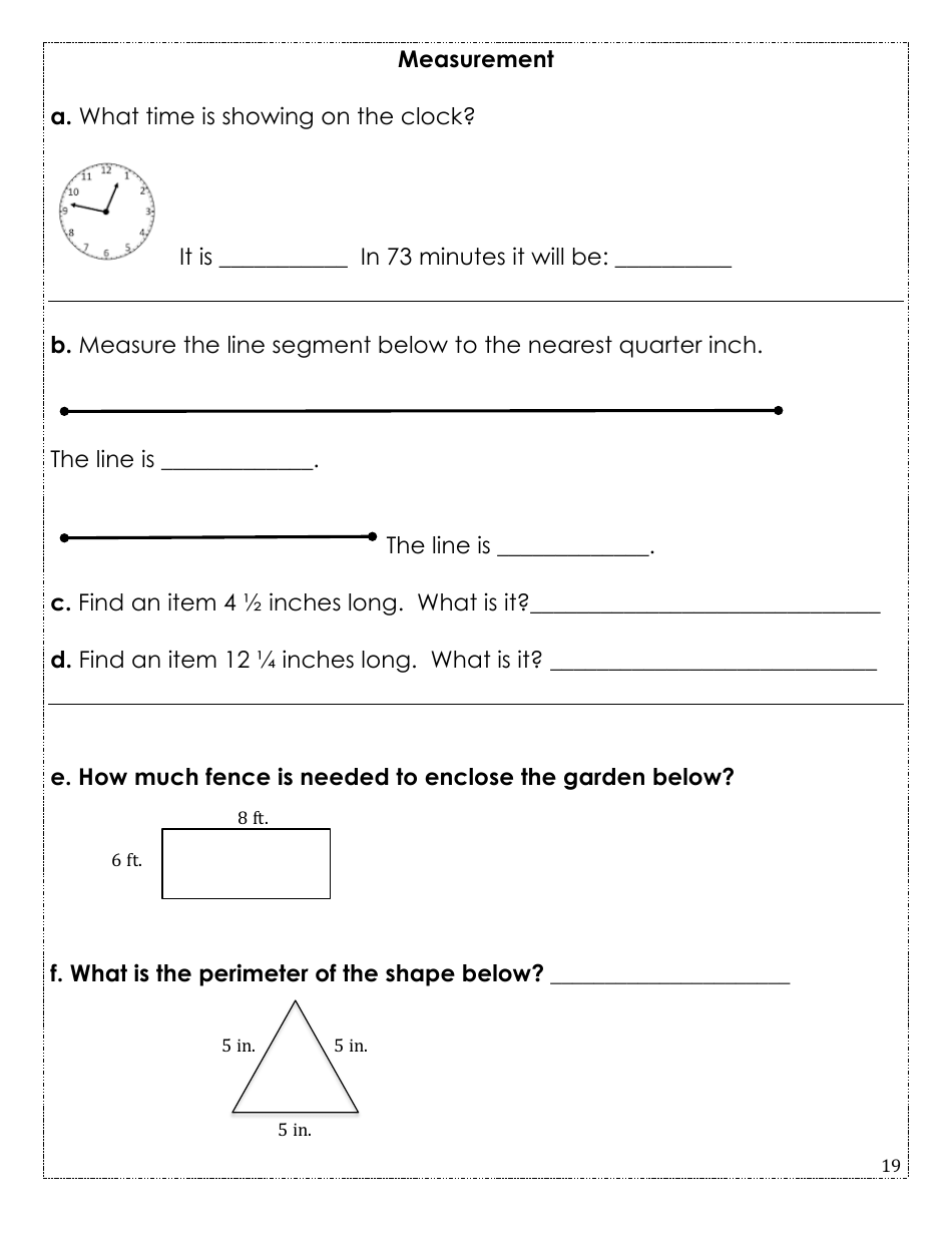 Rising Fourth Grade Math Summer Packet, Page 19