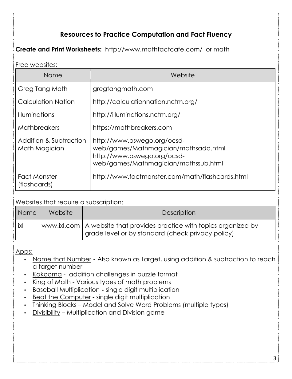 Rising Fourth Grade Math Summer Packet, Page 3