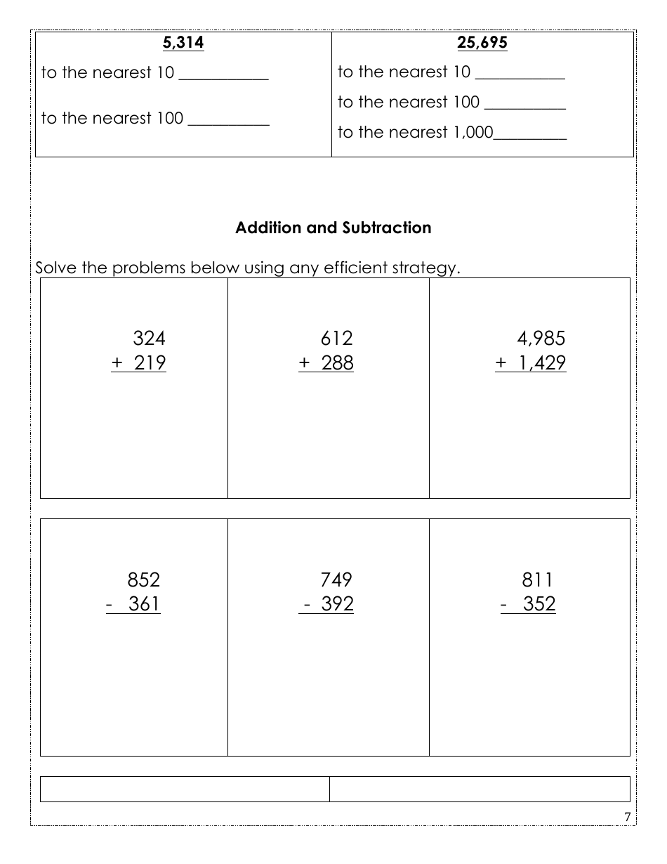 Rising Fourth Grade Math Summer Packet, Page 7