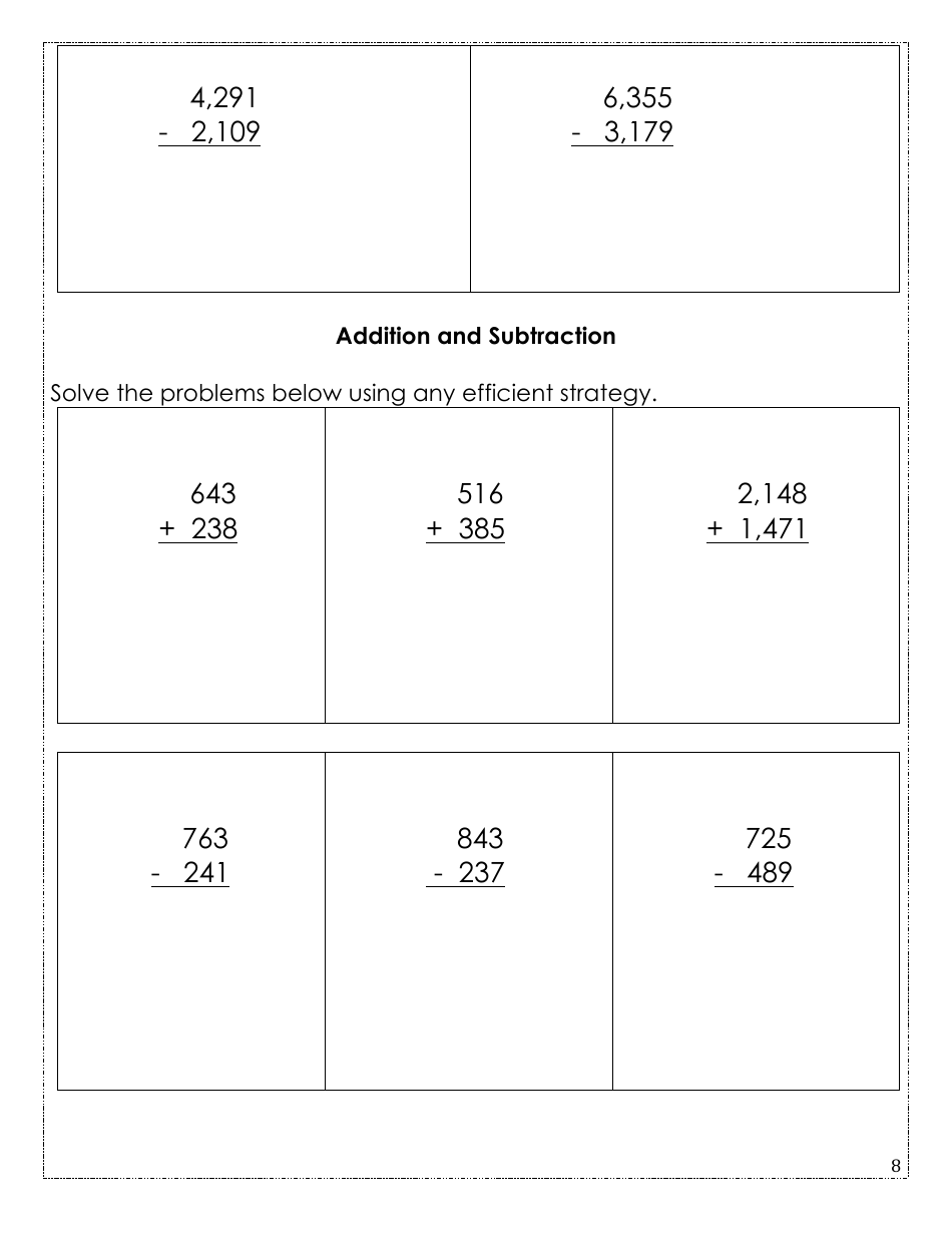 Rising Fourth Grade Math Summer Packet, Page 8