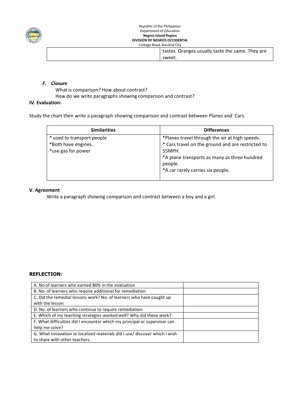 Lesson Exemplar in English Grade Vi - Philippines, Page 10