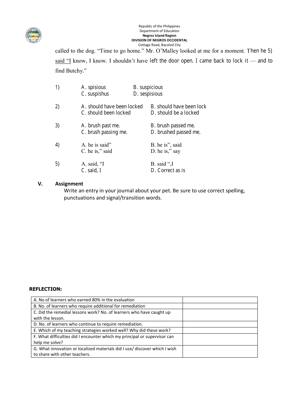 Lesson Exemplar in English Grade Vi - Philippines, Page 14