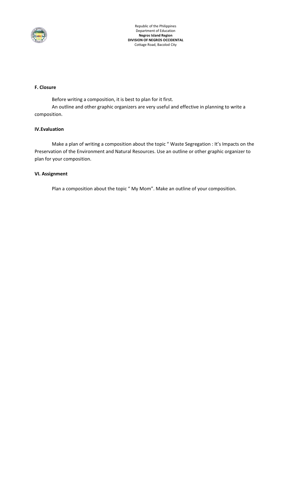 Lesson Exemplar in English Grade Vi - Philippines, Page 24