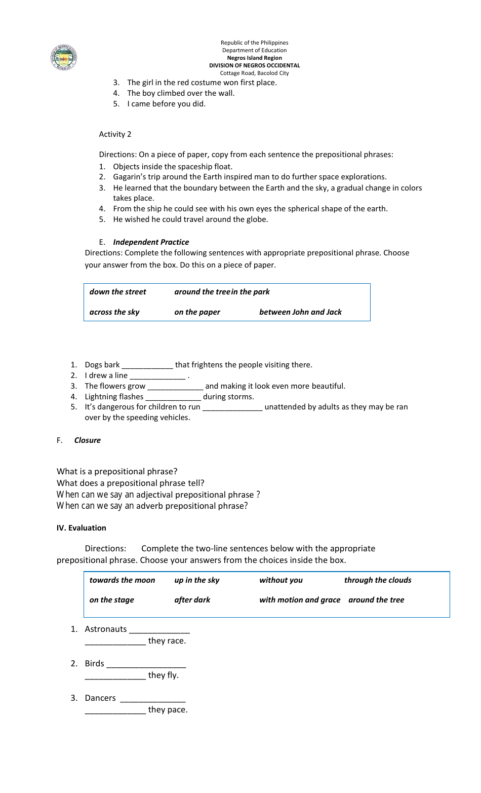 Lesson Exemplar in English Grade Vi - Philippines, Page 39