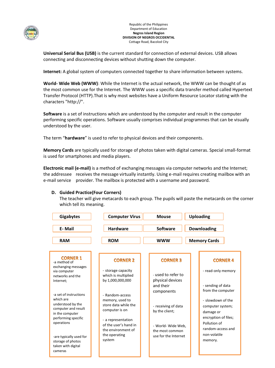 Lesson Exemplar in English Grade Vi - Philippines, Page 3