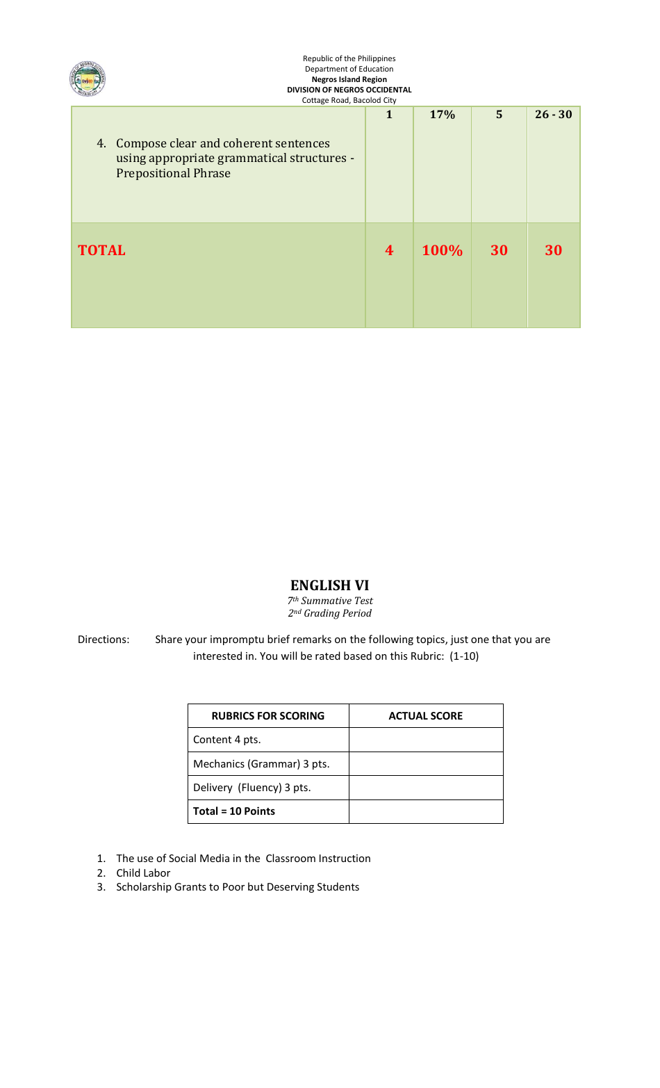 Lesson Exemplar in English Grade Vi - Philippines, Page 41