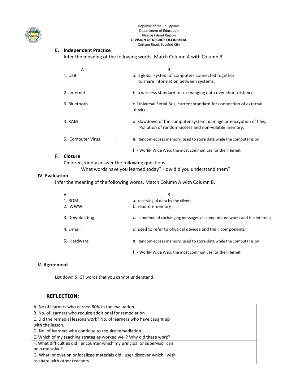 Lesson Exemplar in English Grade Vi - Philippines, Page 4