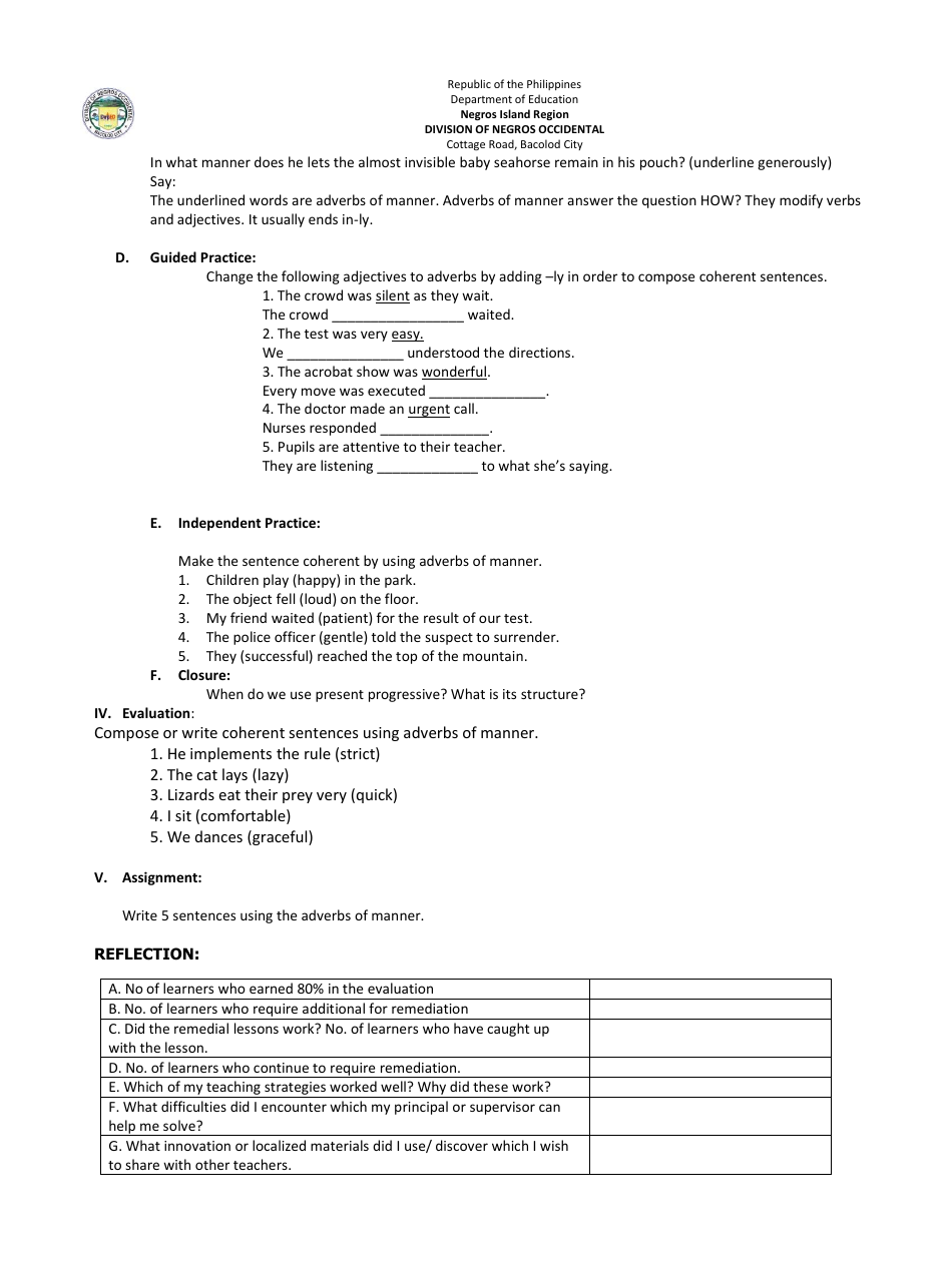 Lesson Exemplar in English Grade Vi - Philippines, Page 6
