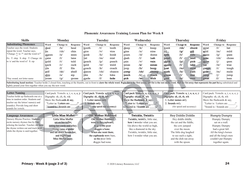 Phonemic Awareness Training Lesson Plan - Sample, Page 13