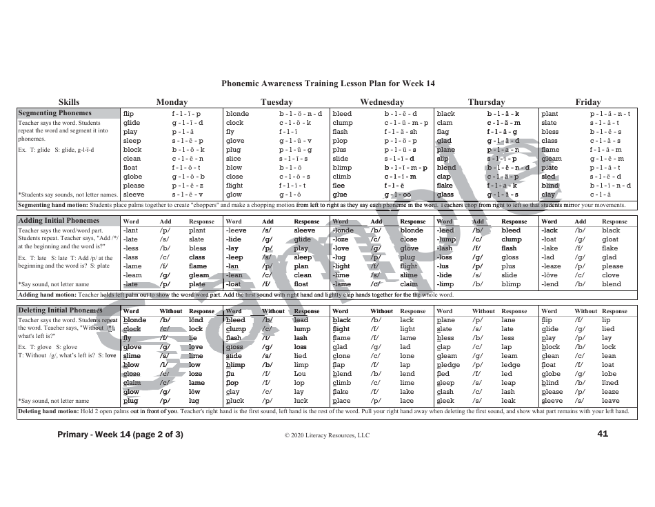 Phonemic Awareness Training Lesson Plan - Sample, Page 15
