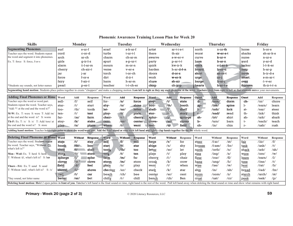 Phonemic Awareness Training Lesson Plan - Sample, Page 18