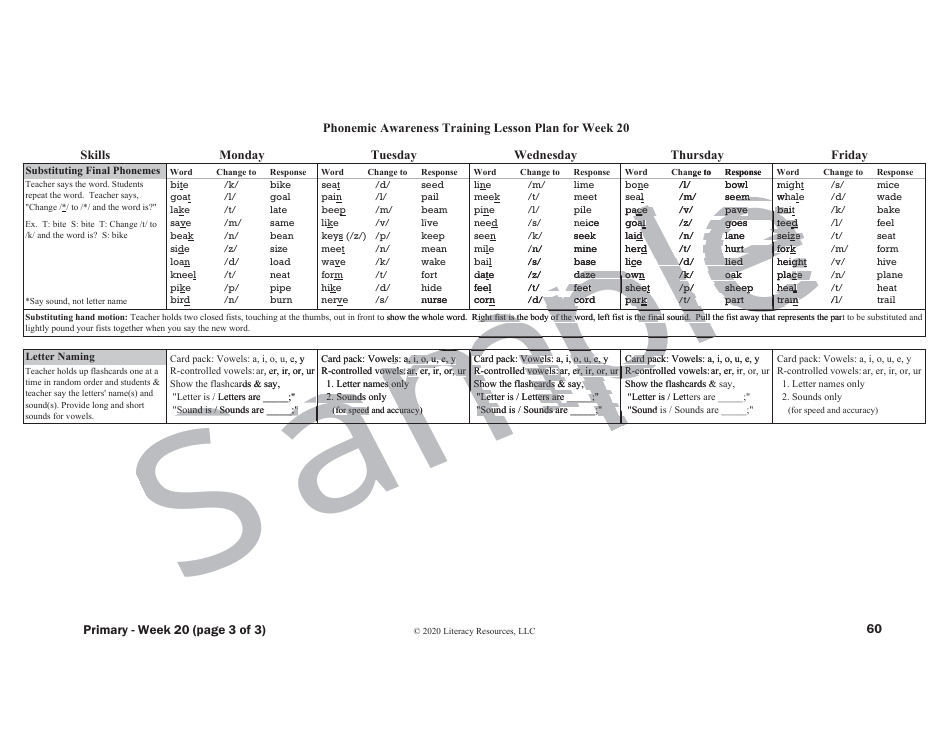 Phonemic Awareness Training Lesson Plan - Sample, Page 19