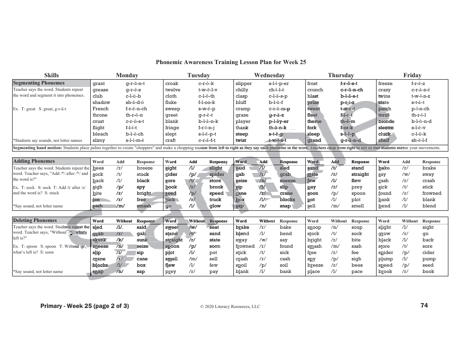 Phonemic Awareness Training Lesson Plan - Sample, Page 21