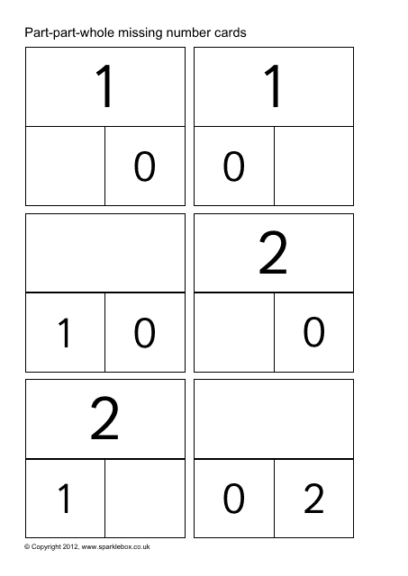 Part-Part-Whole Missing Number Cards