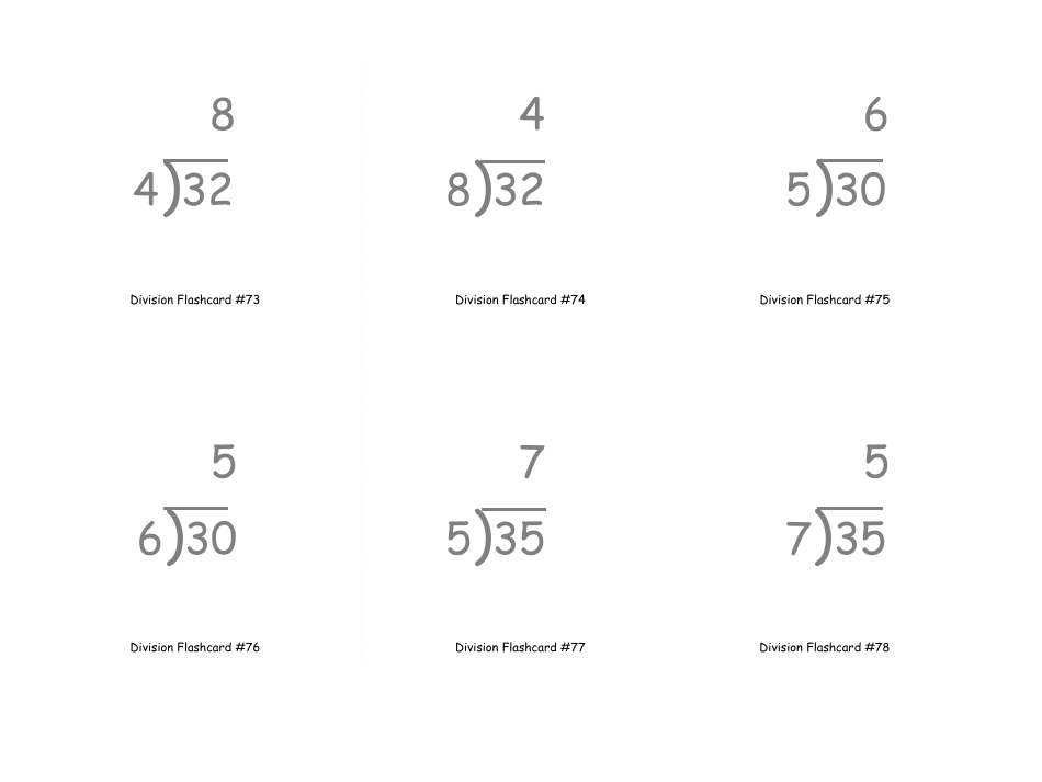 Math Flashcards - Division, Page 25