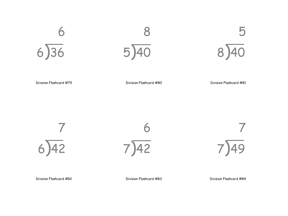 Math Flashcards - Division, Page 27