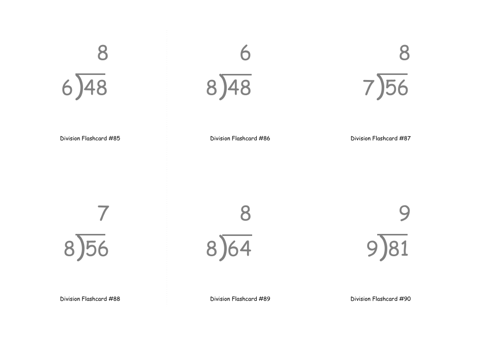 Math Flashcards - Division, Page 29