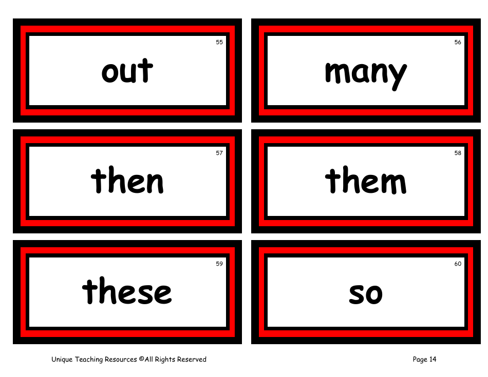 100 High-Frequency Word Flashcards, Page 10