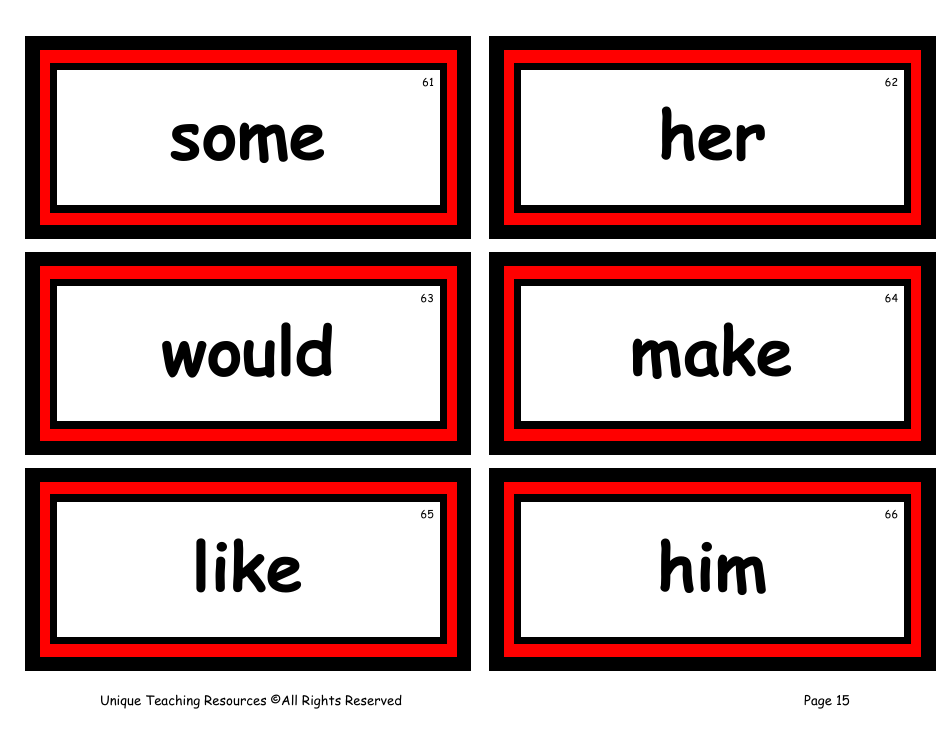 100 High-Frequency Word Flashcards, Page 11
