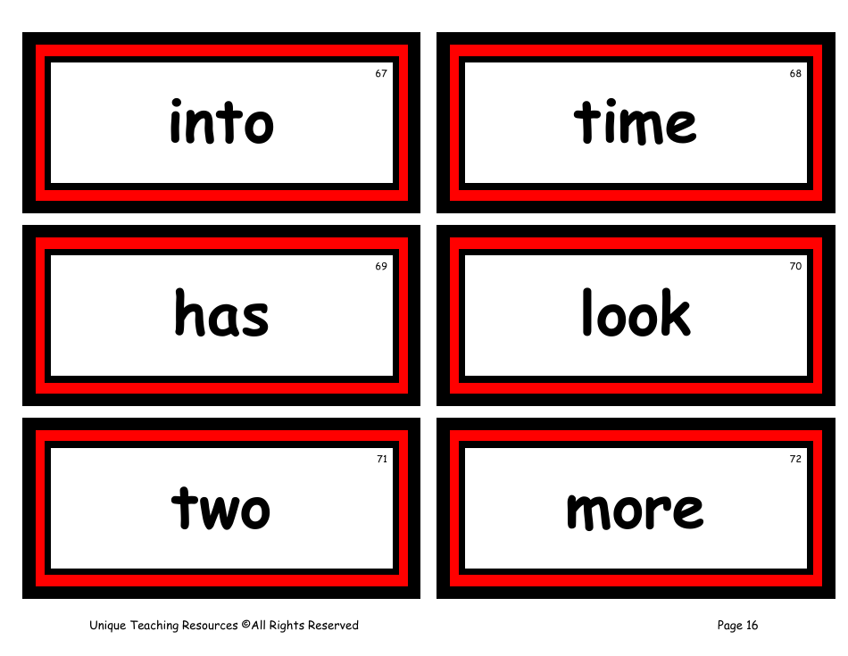 100 High-Frequency Word Flashcards, Page 12