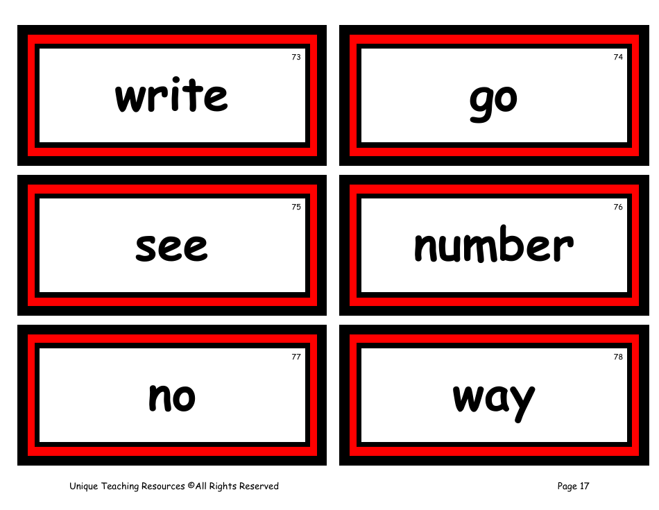 100 High-Frequency Word Flashcards, Page 13
