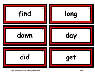 100 High-Frequency Word Flashcards, Page 16