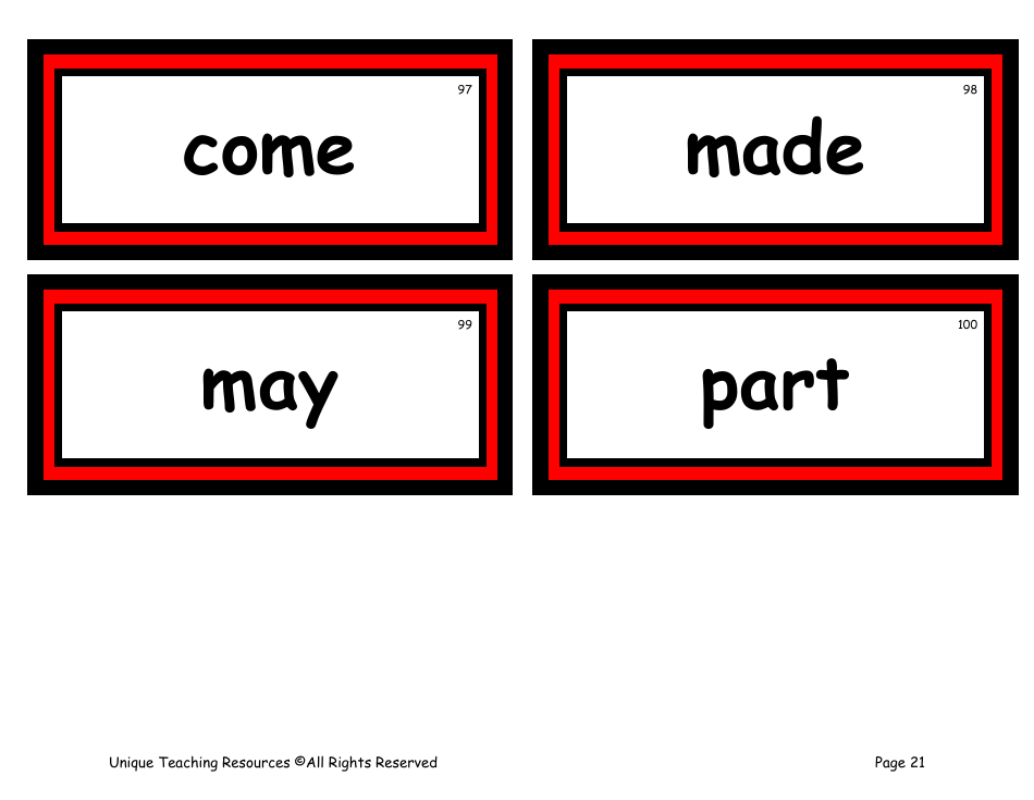 100 High-Frequency Word Flashcards, Page 17