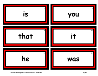 100 High-Frequency Word Flashcards, Page 2