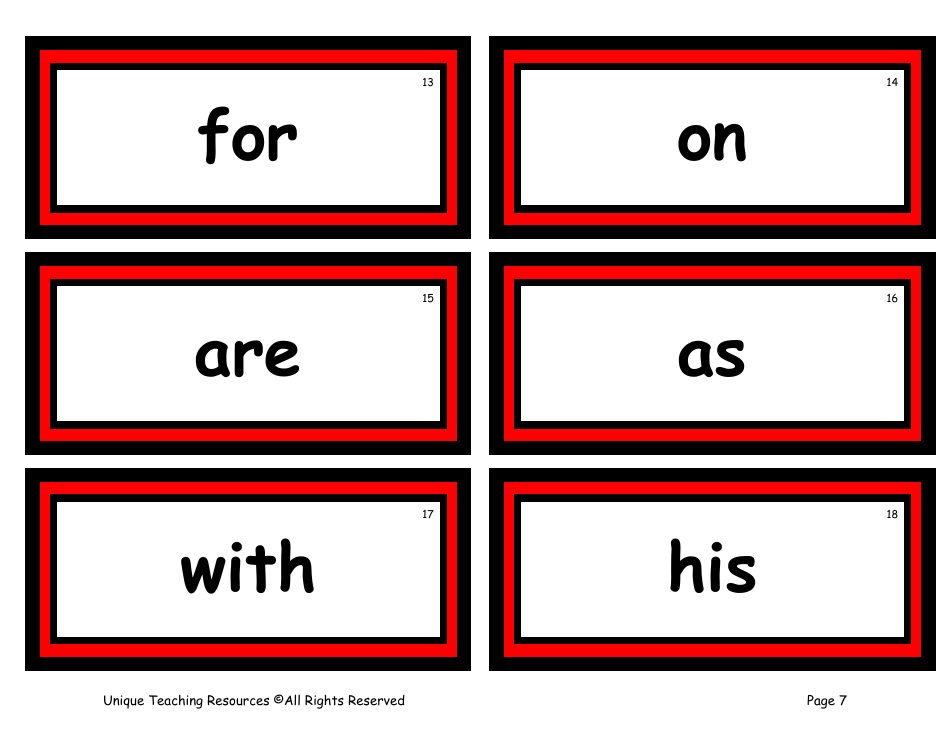 100 High-Frequency Word Flashcards, Page 3
