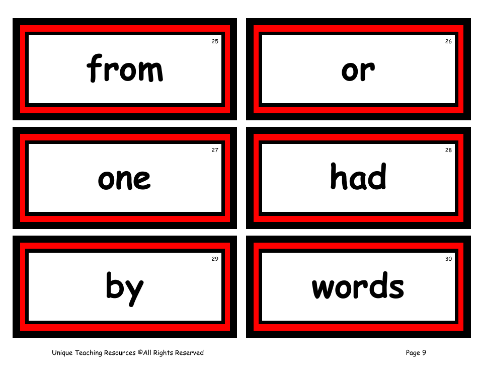 100 High-Frequency Word Flashcards, Page 5