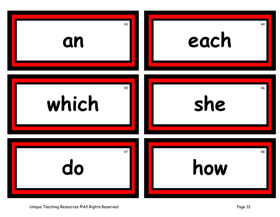 100 High-Frequency Word Flashcards, Page 8
