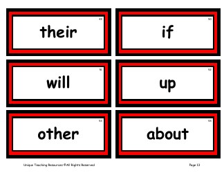 100 High-Frequency Word Flashcards, Page 9