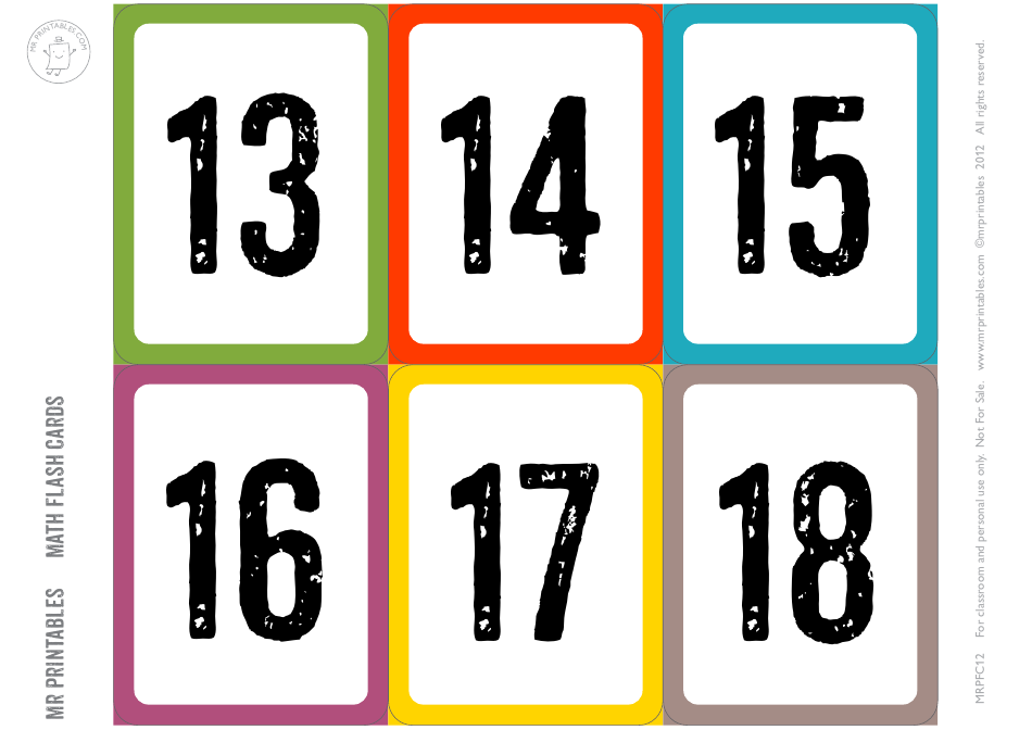 1-30 Math Flashcards, Page 3