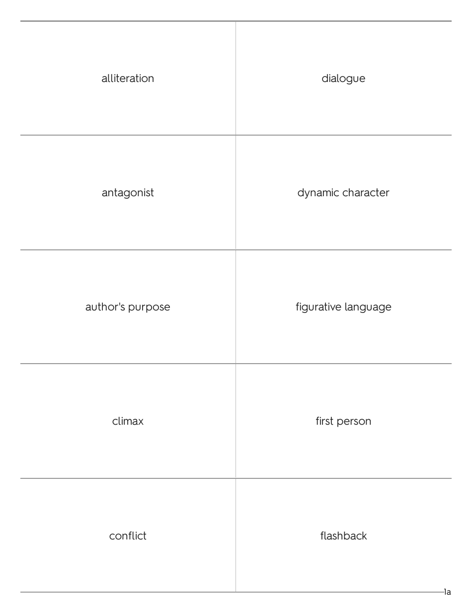 Literary Devices Flashcards - Words and Images, Page 1