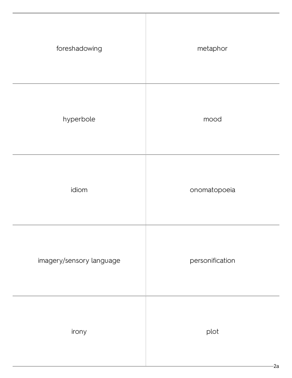 Literary Devices Flashcards - Words and Images, Page 3