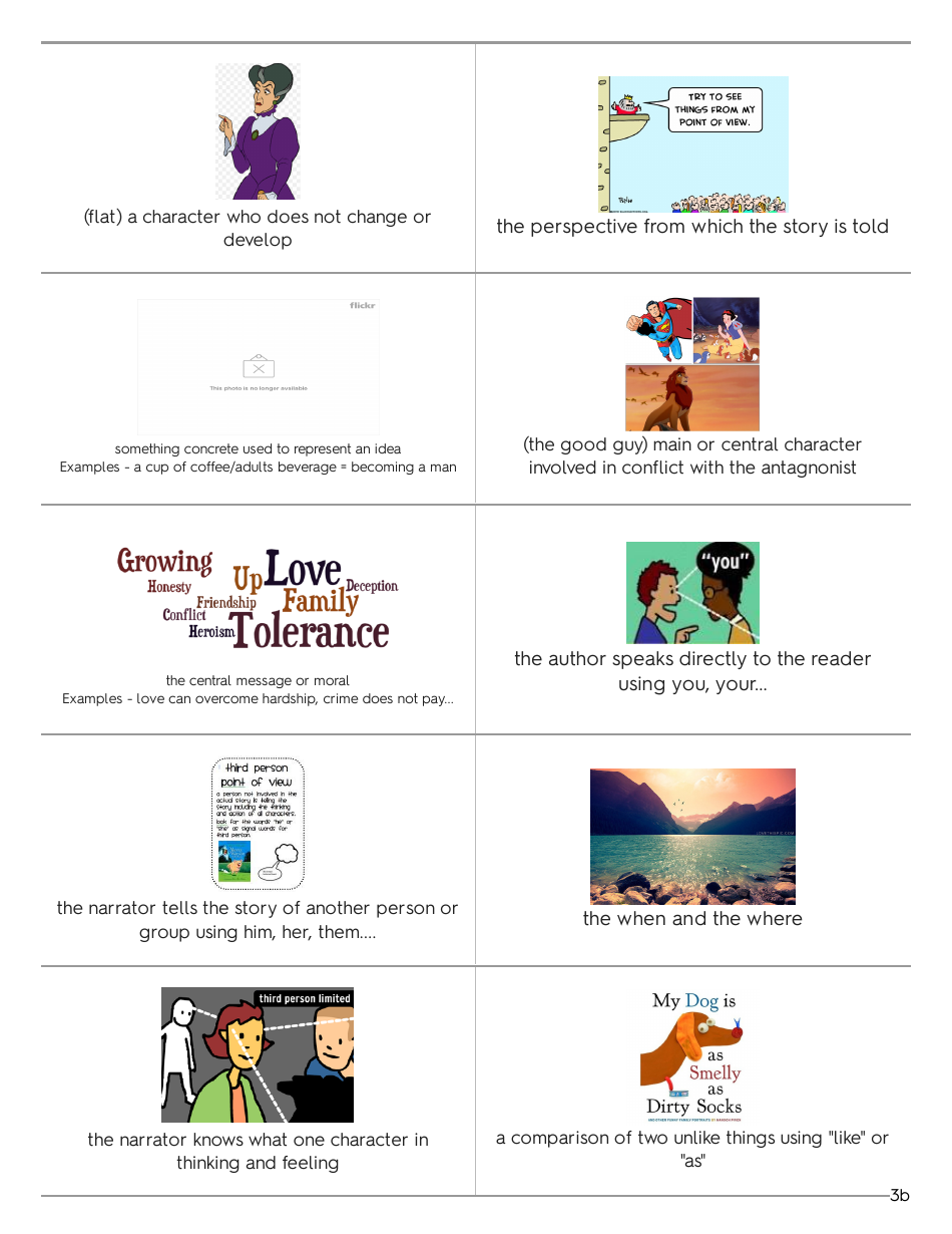 Literary Devices Flashcards - Words and Images, Page 6