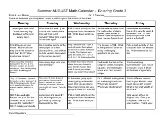 Entering Grade 3 Summer Math Calendar, Page 3