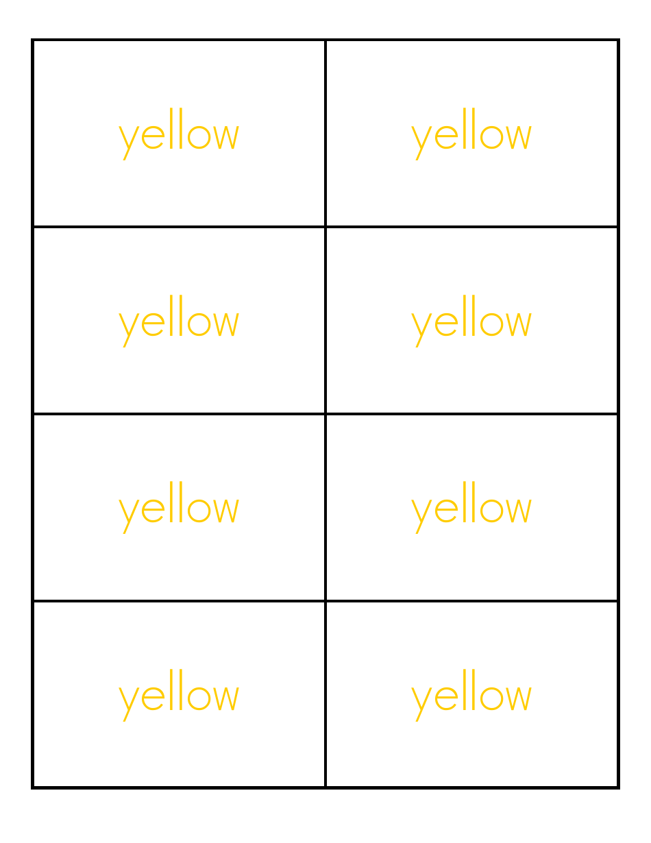 Color Word Flashcards, Page 4