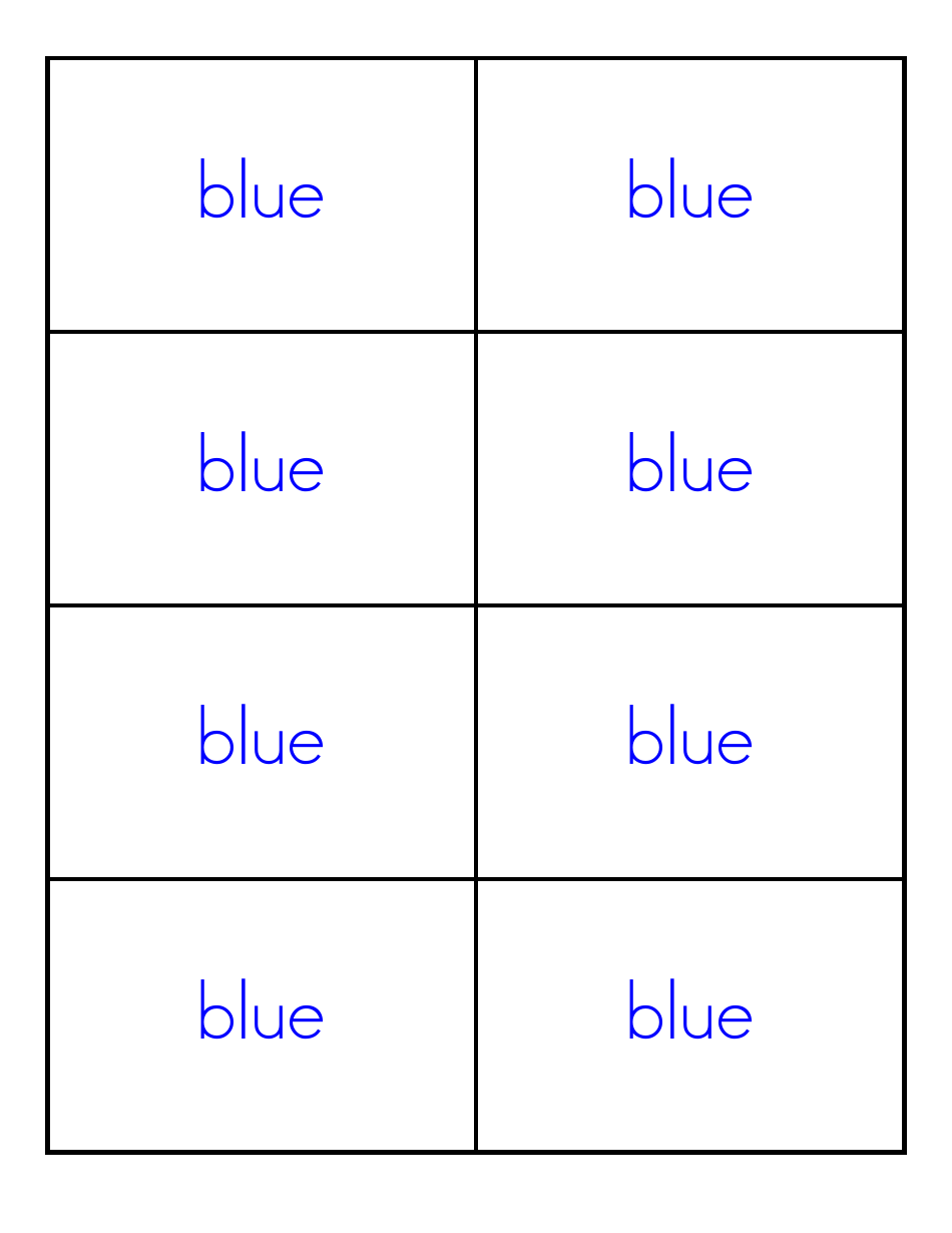 Color Word Flashcards, Page 7