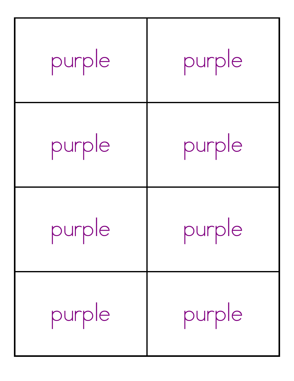 Color Word Flashcards, Page 8