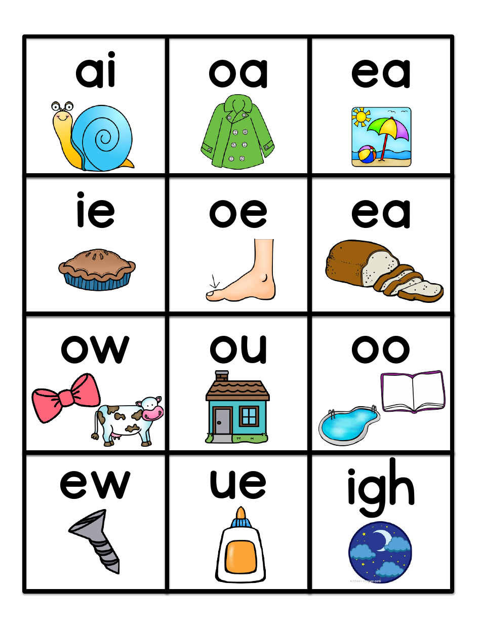 Phonics Flashcards - 42 Letter Combinations, Page 3