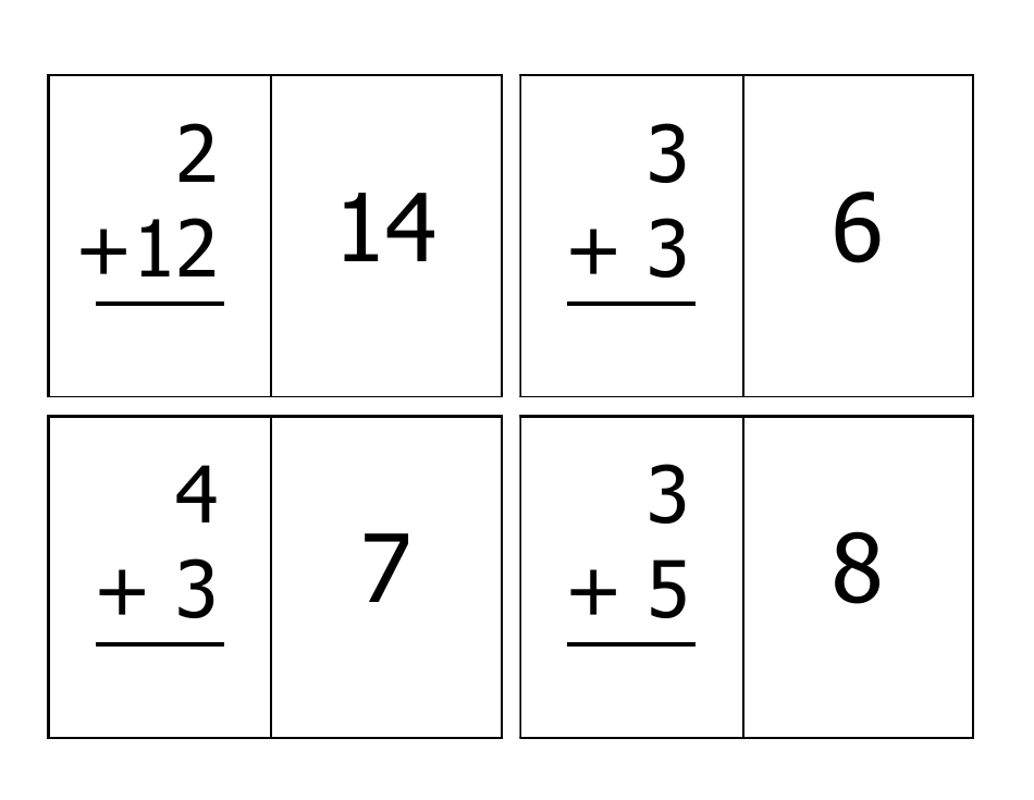 Addition Flash Cards - 0-12, Page 10