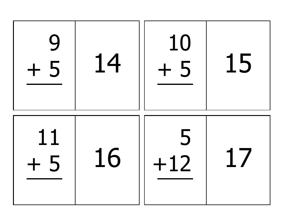 Addition Flash Cards - 0-12, Page 16