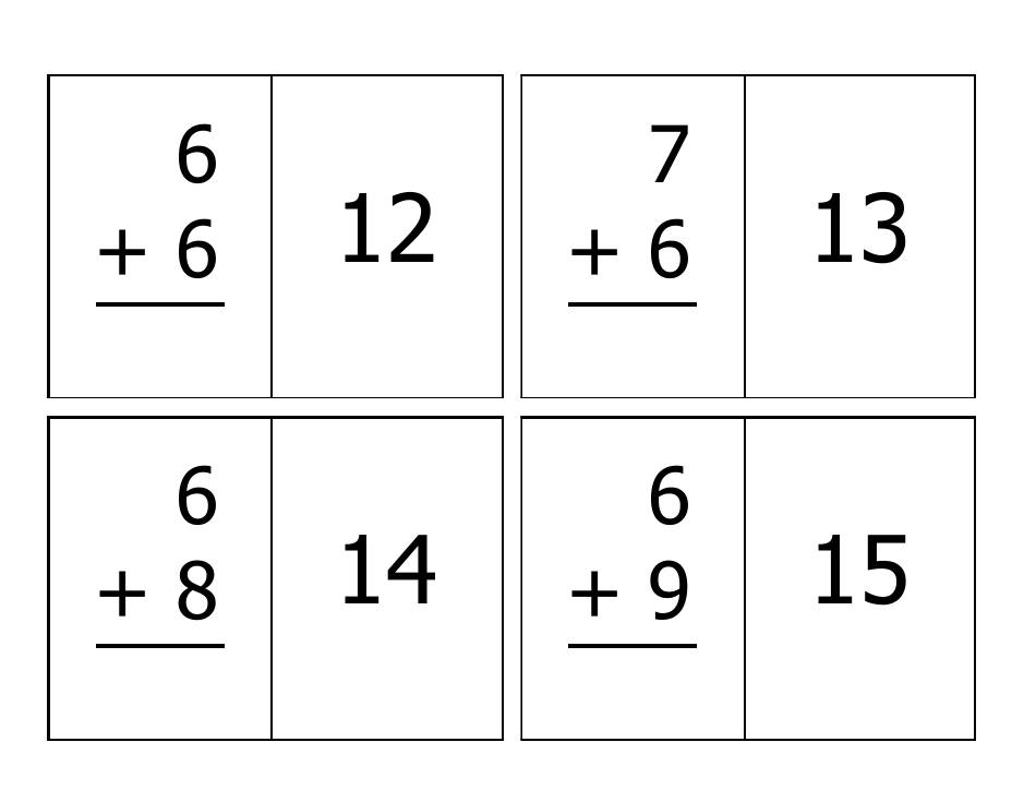 Addition Flash Cards - 0-12, Page 17
